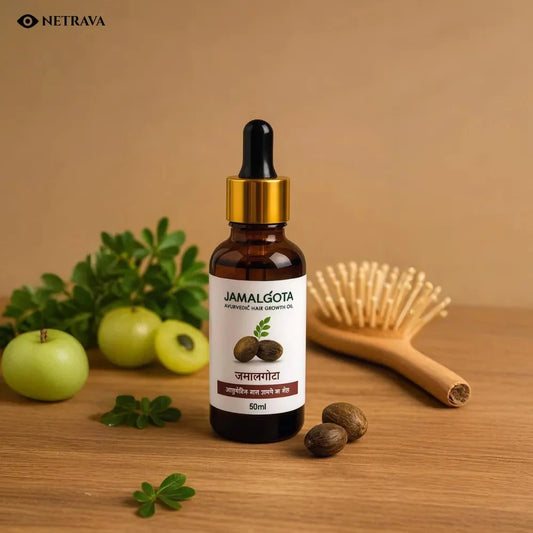 Jamalgota Ayurvedic Hair Growth Oil – 30ml Pack Of 2 | Hair Regrowth & Scalp Nourishment | 100% Natural - NETRAVA
