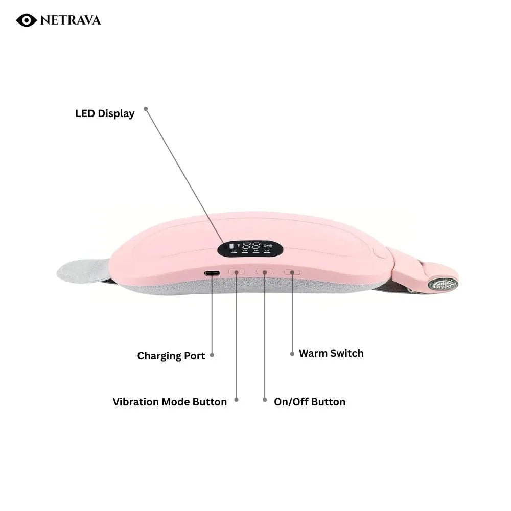 Period Cramp Relief Belt — Heat & Massage Combo for Instant Comfort - NETRAVA