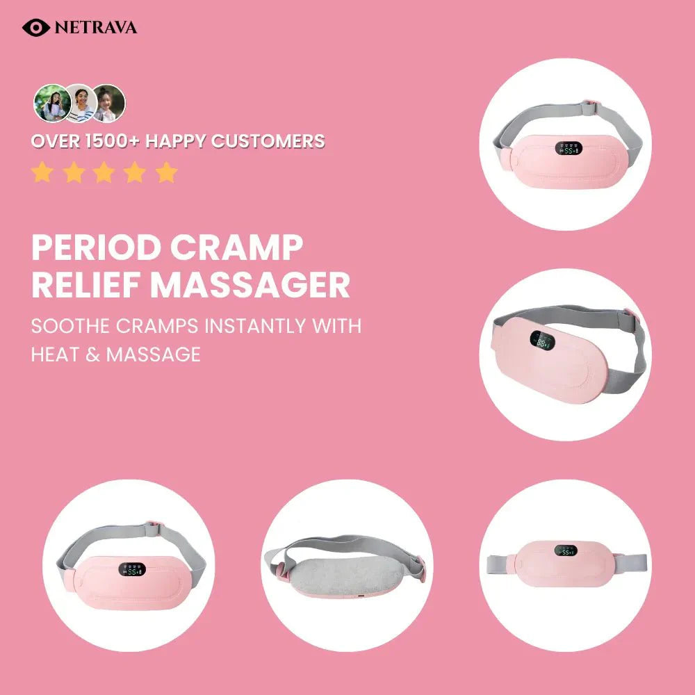 Period Cramp Relief Belt — Heat & Massage Combo for Instant Comfort - NETRAVA
